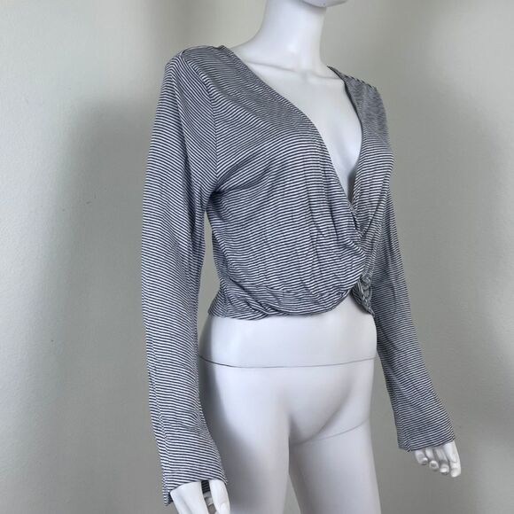 ASOS Women Size 12 Black White Striped Cropped Long Sleeve Pullover NEW Top - Picture 12 of 15